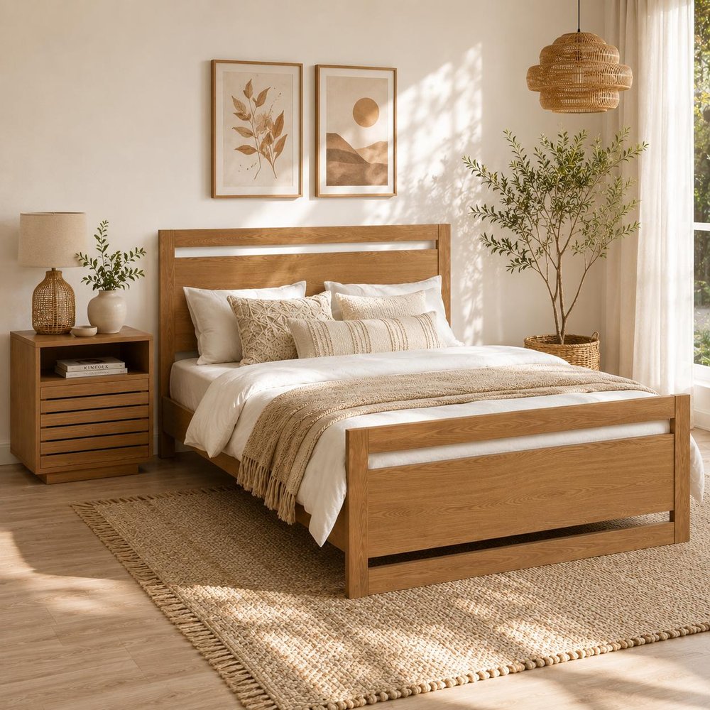 16" Natural Wood Plantation Shutter One Drawer Nightstand — view 1