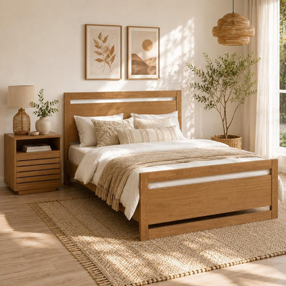16" Natural Wood Plantation Shutter One Drawer Nightstand HomeRoots