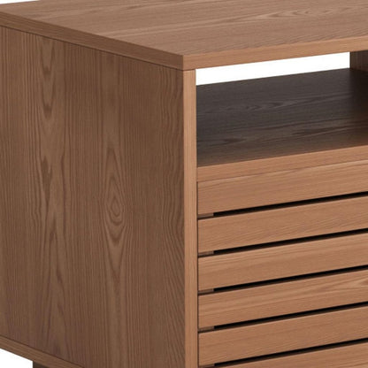 16" Natural Wood Plantation Shutter One Drawer Nightstand HomeRoots