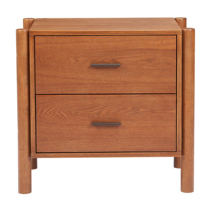 22" Walnut Solid Wood Two Drawer Nightstand HomeRoots