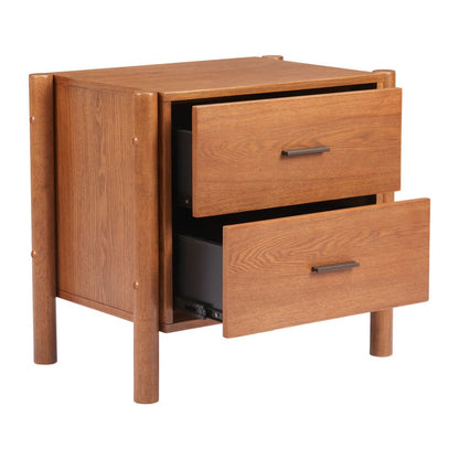 22" Walnut Solid Wood Two Drawer Nightstand HomeRoots