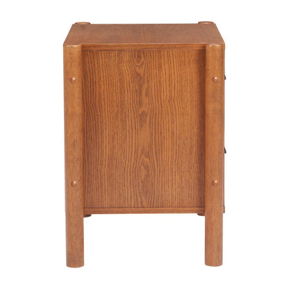 22" Walnut Solid Wood Two Drawer Nightstand HomeRoots