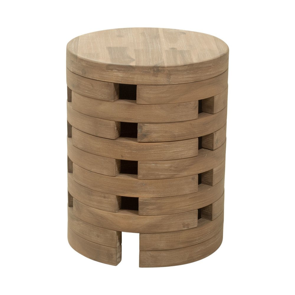 14" Natural Solid Wood Round Outdoor Side Table HomeRoots