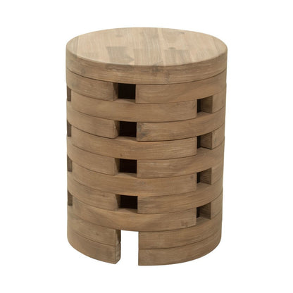 14" Natural Solid Wood Round Outdoor Side Table HomeRoots