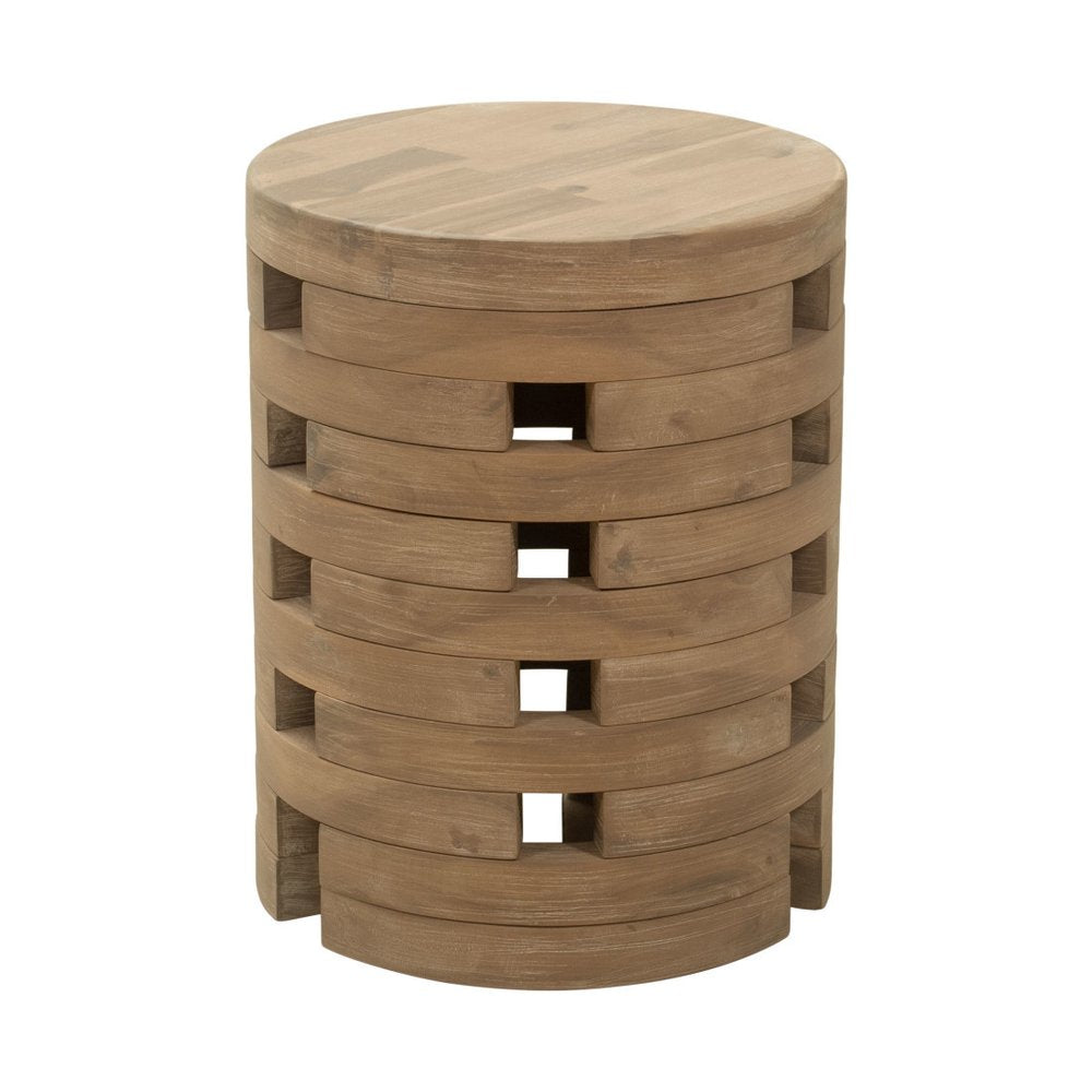 14" Natural Solid Wood Round Outdoor Side Table HomeRoots