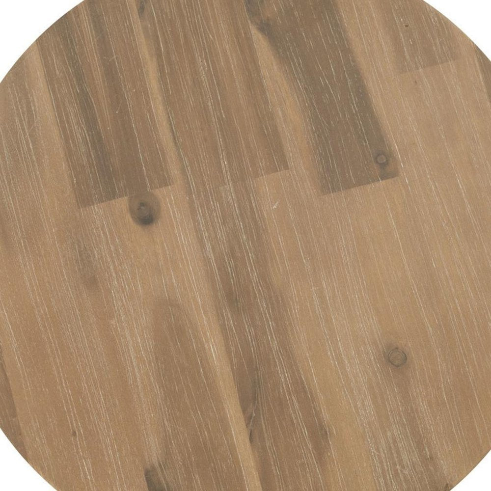 14" Natural Solid Wood Round Outdoor Side Table HomeRoots