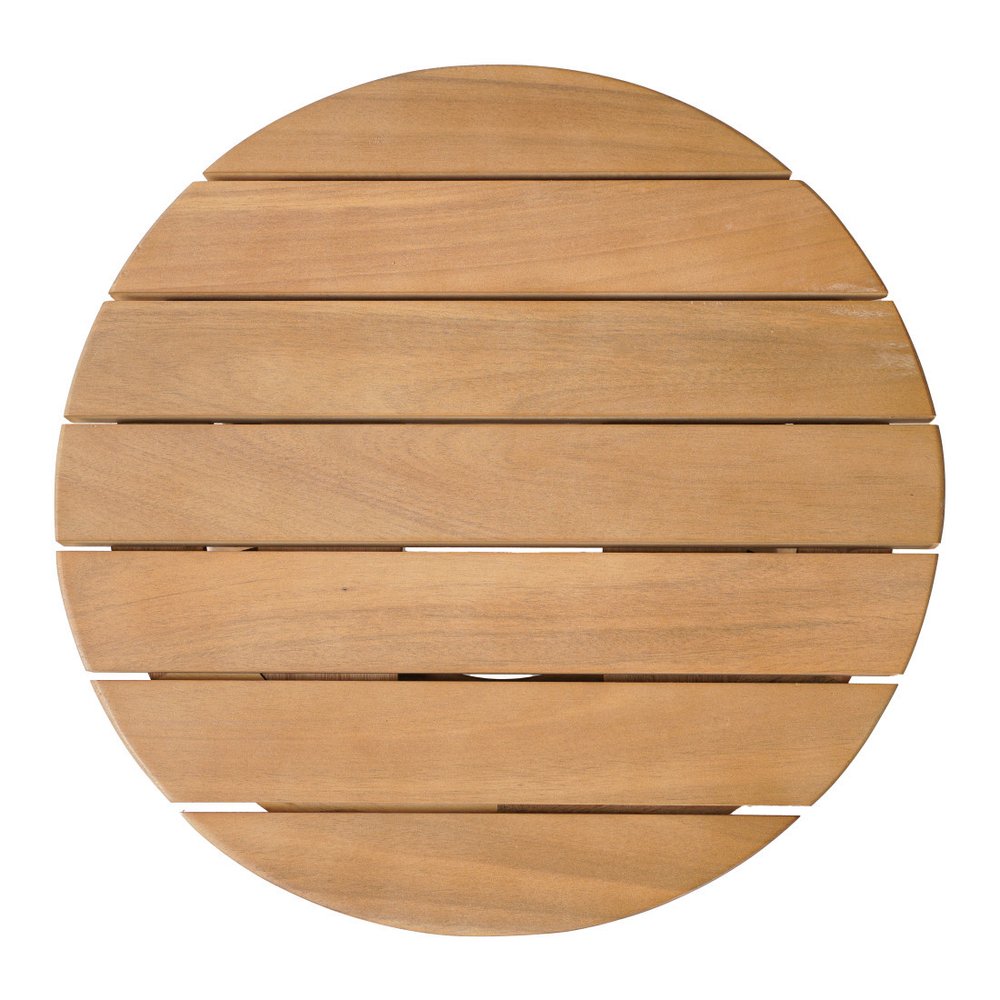 16" Natural Solid Wood Round Outdoor Side Table