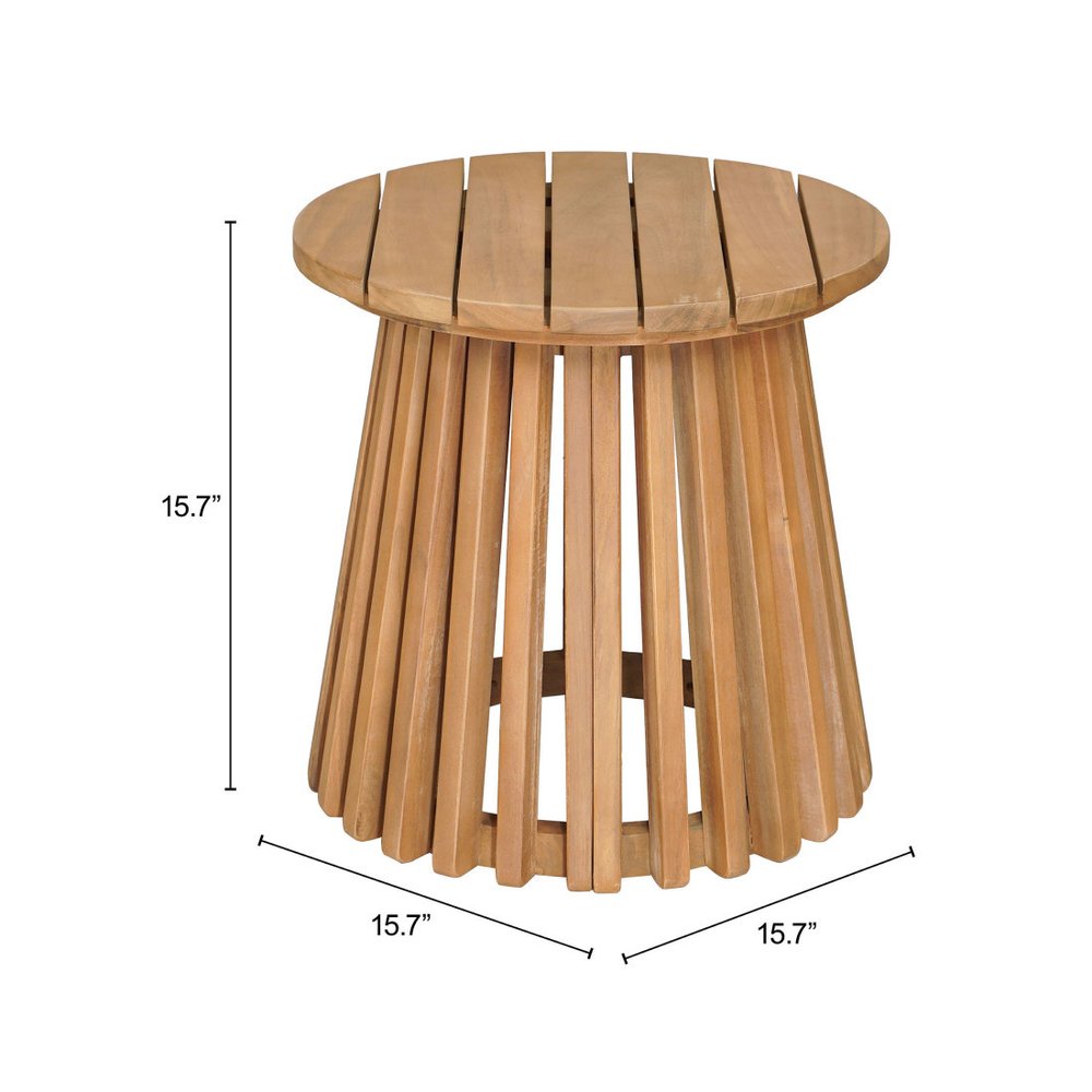 16" Natural Solid Wood Round Outdoor Side Table HomeRoots
