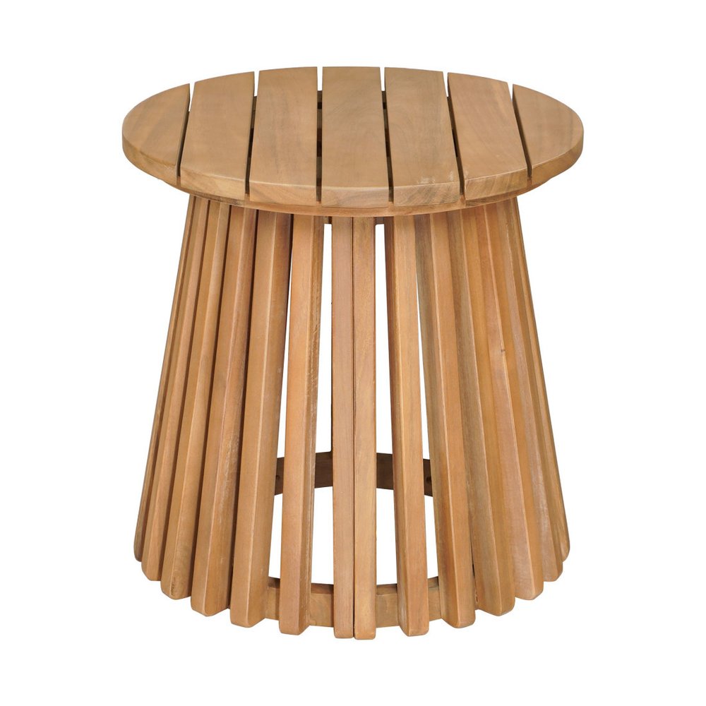 16" Natural Solid Wood Round Outdoor Side Table HomeRoots