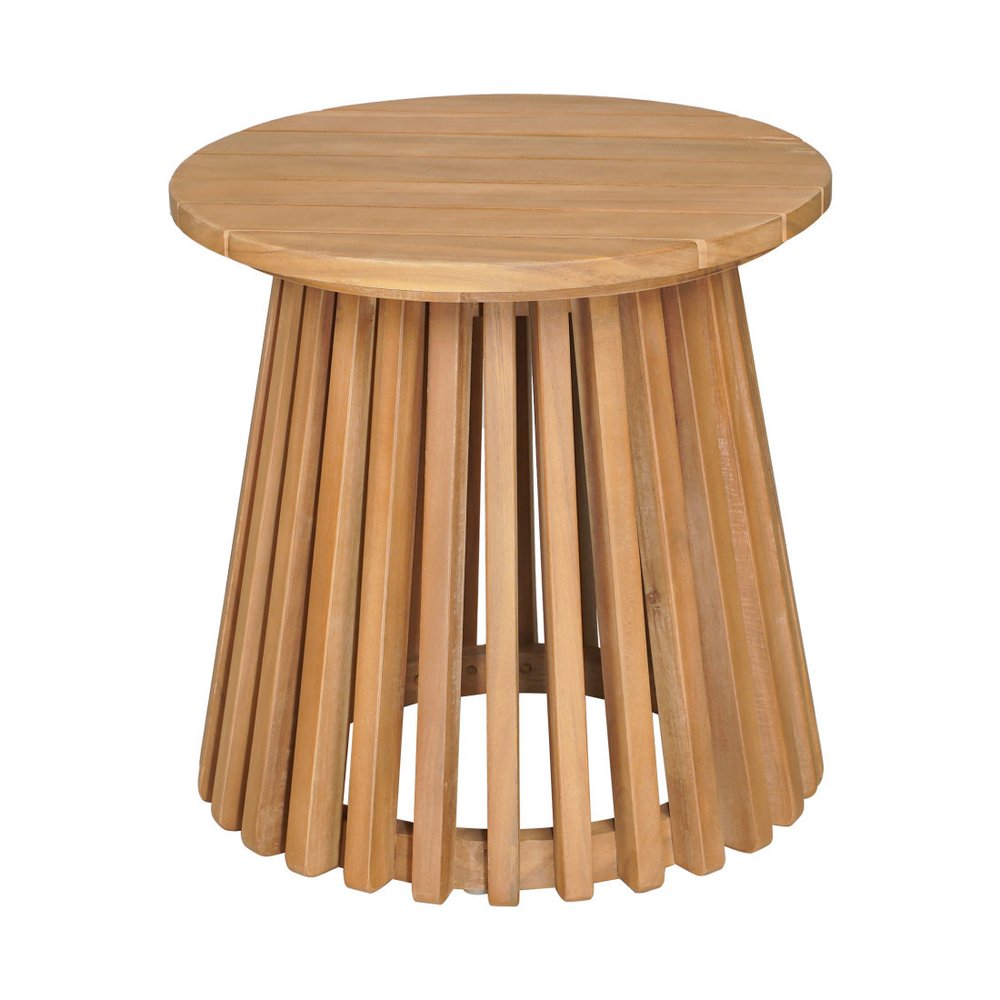16" Natural Solid Wood Round Outdoor Side Table HomeRoots