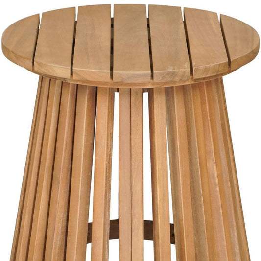 16" Natural Solid Wood Round Outdoor Side Table HomeRoots