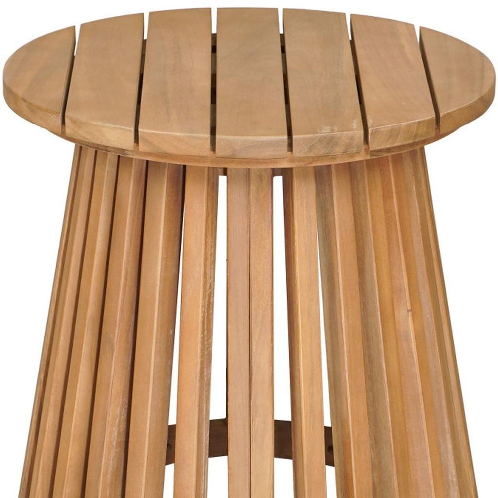 16" Natural Solid Wood Round Outdoor Side Table HomeRoots