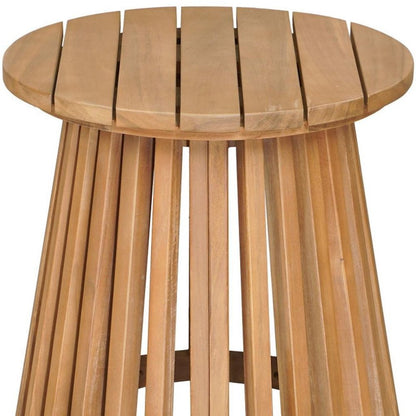 16" Natural Solid Wood Round Outdoor Side Table HomeRoots