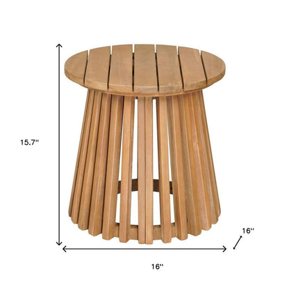 16" Natural Solid Wood Round Outdoor Side Table HomeRoots