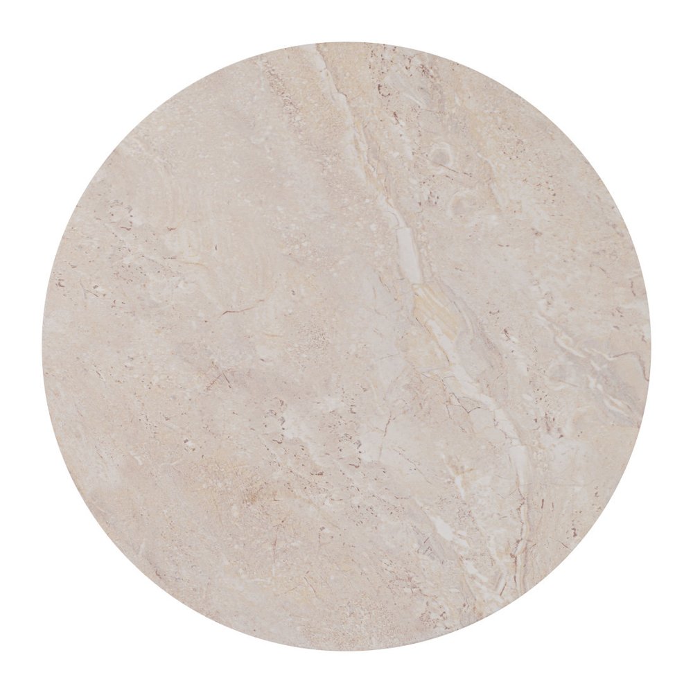 16" Beige and Natural Stone and Solid Wood Round Outdoor Side Table HomeRoots