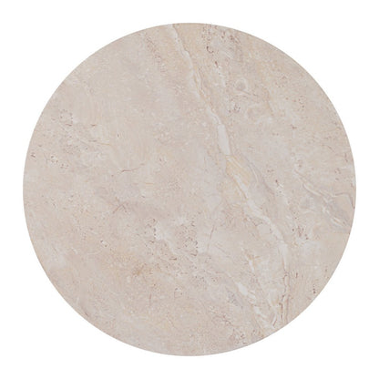 16" Beige and Natural Stone and Solid Wood Round Outdoor Side Table HomeRoots