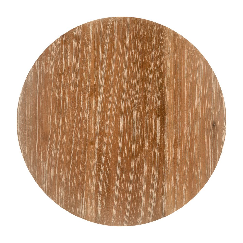 14" Natural and Gray Solid Wood and Faux Concrete Round Outdoor Side Table HomeRoots