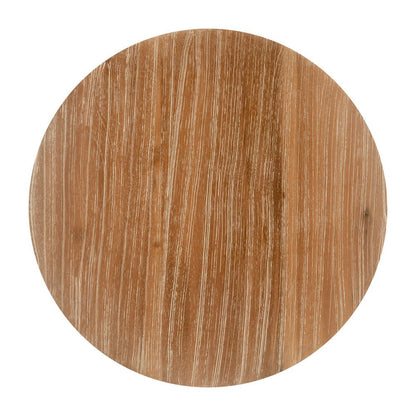 14" Natural and Gray Solid Wood and Faux Concrete Round Outdoor Side Table HomeRoots