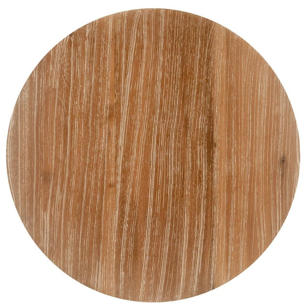 14" Natural and Gray Solid Wood and Faux Concrete Round Outdoor Side Table HomeRoots