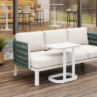 22" White Aluminum Outdoor Side Table HomeRoots