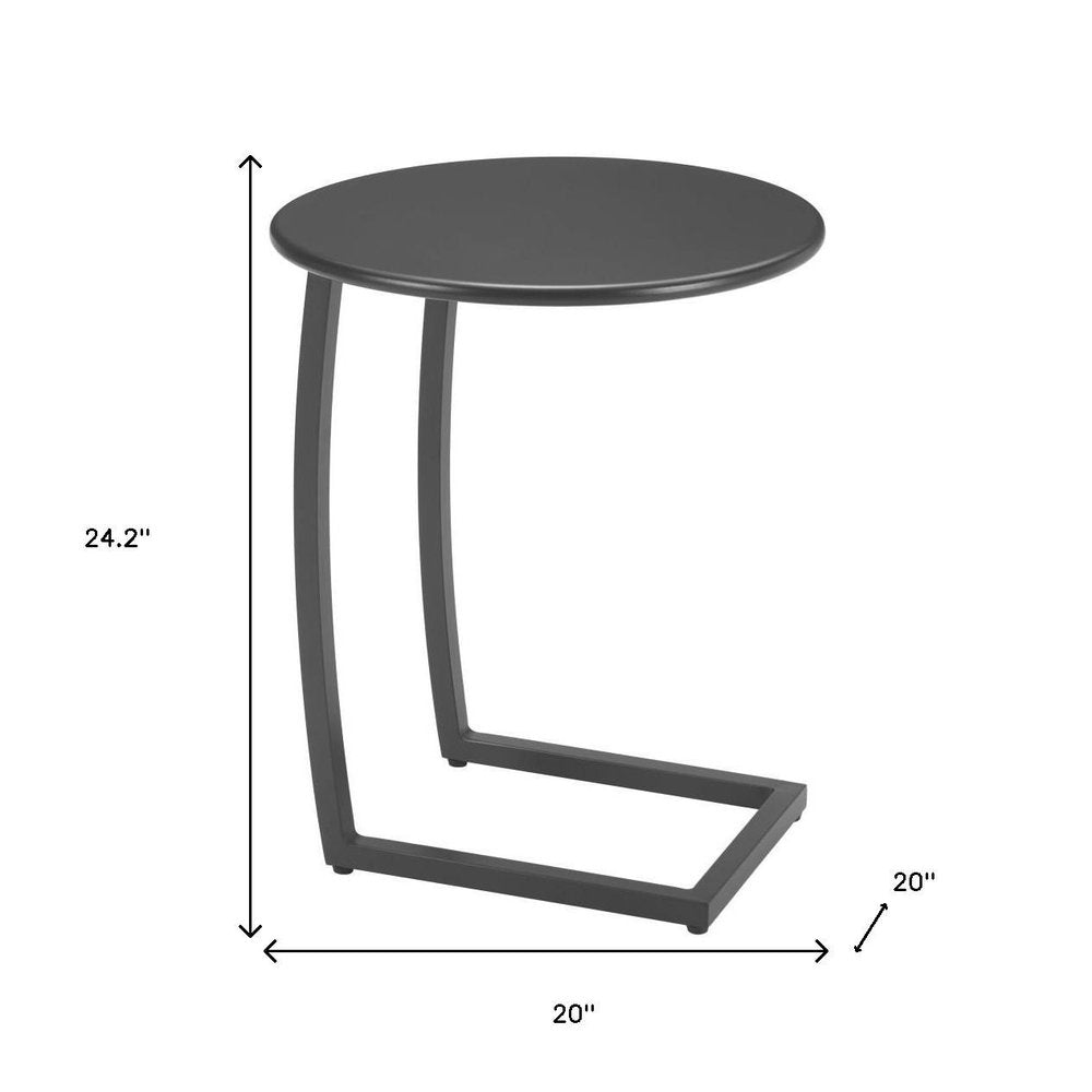 20" Black Aluminum Round Outdoor Side Table HomeRoots
