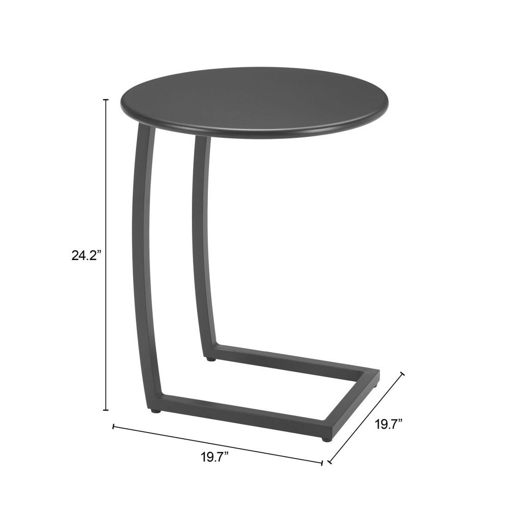 20" Black Aluminum Round Outdoor Side Table HomeRoots