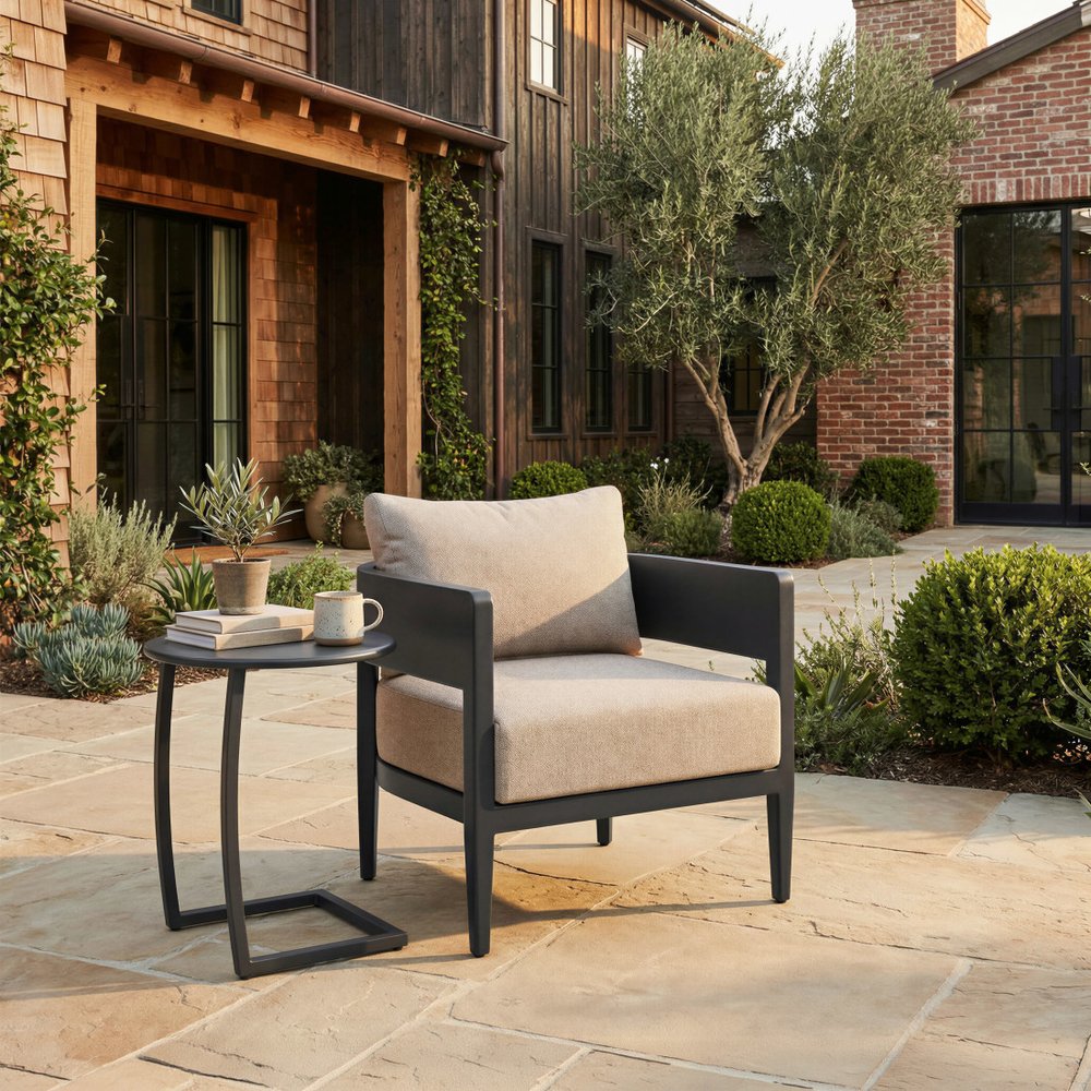 20" Black Aluminum Round Outdoor Side Table HomeRoots