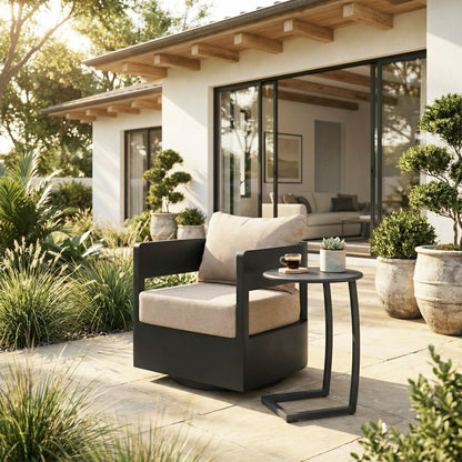 20" Black Aluminum Round Outdoor Side Table HomeRoots