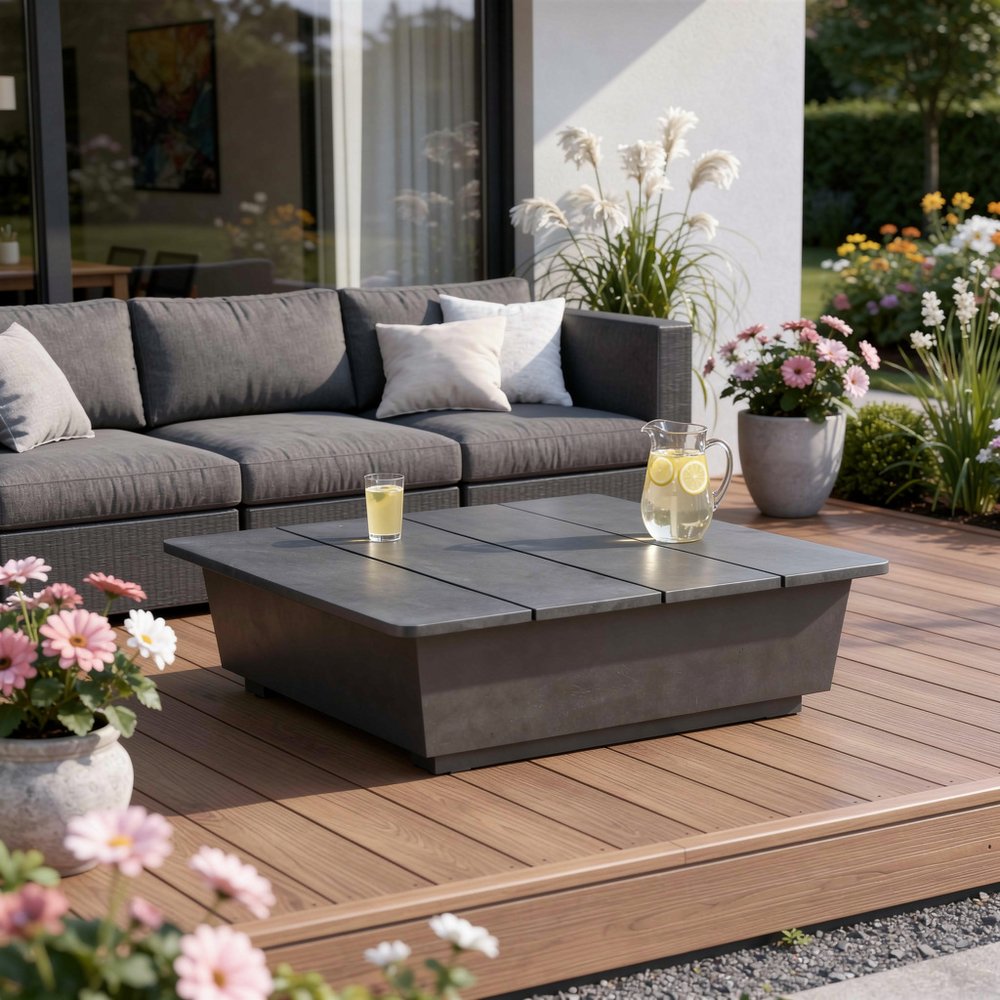 32" Gray Aluminum Square Outdoor Coffee Table HomeRoots