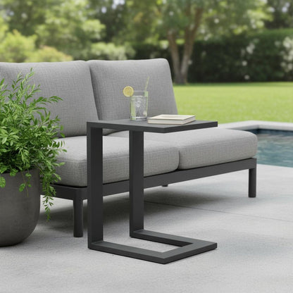 18" Black Aluminum Outdoor Side Table HomeRoots