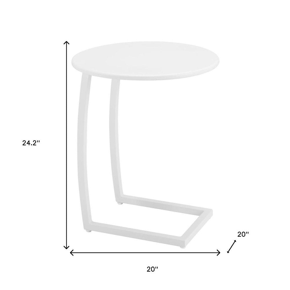 20" White Aluminum Round Outdoor Side Table HomeRoots