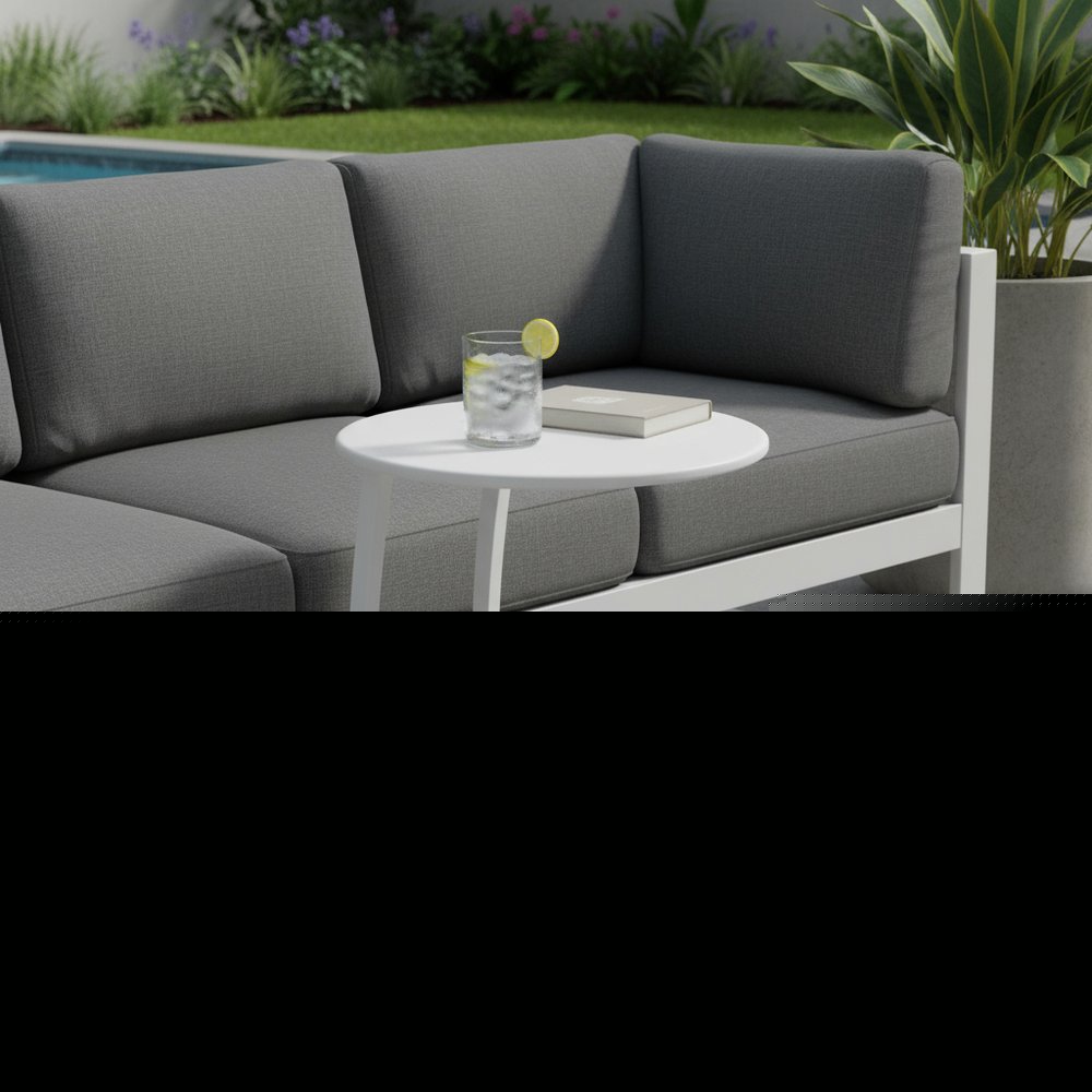 20" White Aluminum Round Outdoor Side Table HomeRoots