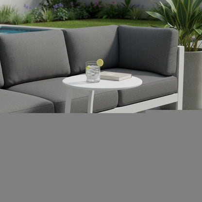 20" White Aluminum Round Outdoor Side Table HomeRoots