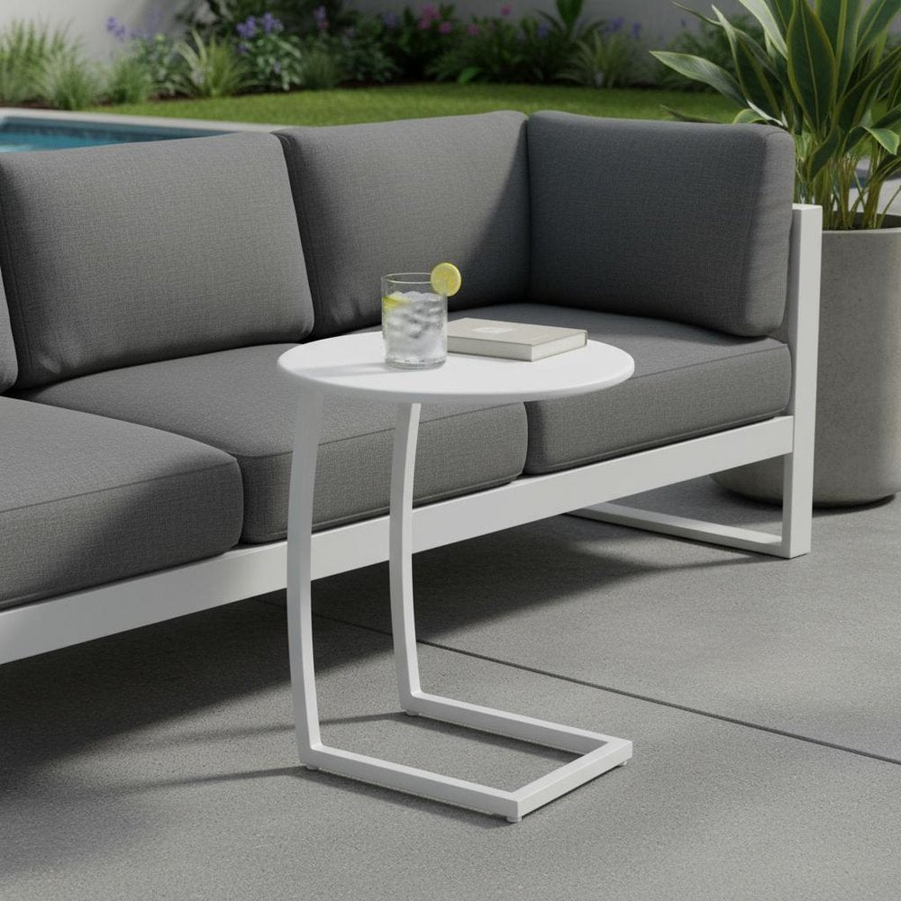 20" White Aluminum Round Outdoor Side Table HomeRoots