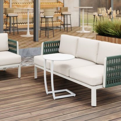 20" White Aluminum Round Outdoor Side Table HomeRoots