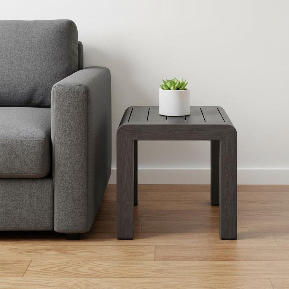 23" Black Aluminum Square Outdoor Side Table HomeRoots