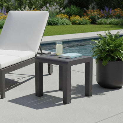 23" Black Aluminum Square Outdoor Side Table HomeRoots