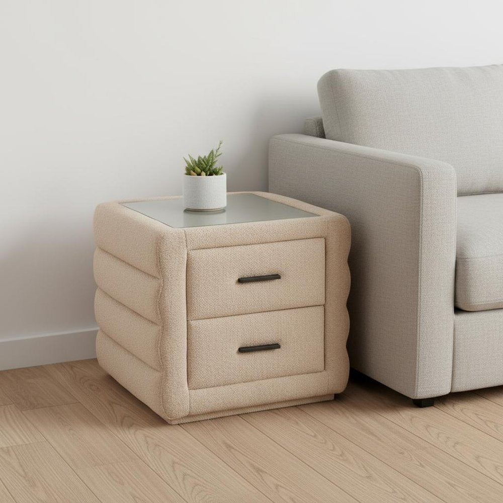 17" Beige Wood Pedestal End Table HomeRoots