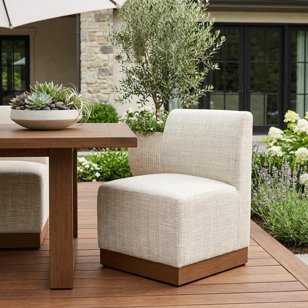 24" Beige Aluminum Outdoor Accent Chair — view 11
