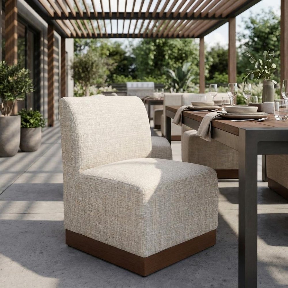 24" Beige Aluminum Outdoor Accent Chair — view 13