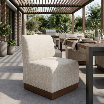 24" Beige Aluminum Outdoor Accent Chair