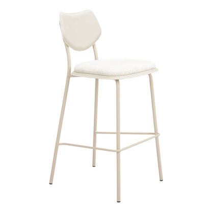 Set of Four 30" Light Gray Fabric And Faux Leather And Steel Bar Height Bar Chairs HomeRoots