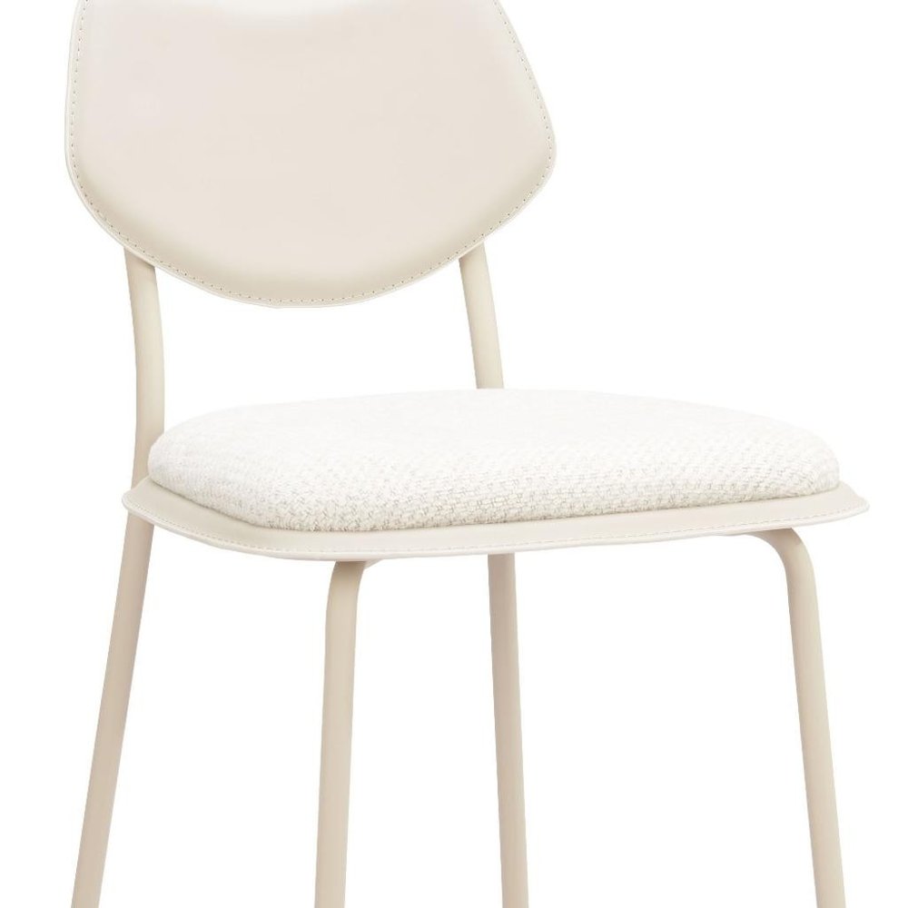 Set of Four 30" Light Gray Fabric And Faux Leather And Steel Bar Height Bar Chairs HomeRoots