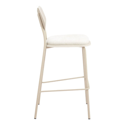 Set of Four 30" Light Gray Fabric And Faux Leather And Steel Bar Height Bar Chairs HomeRoots