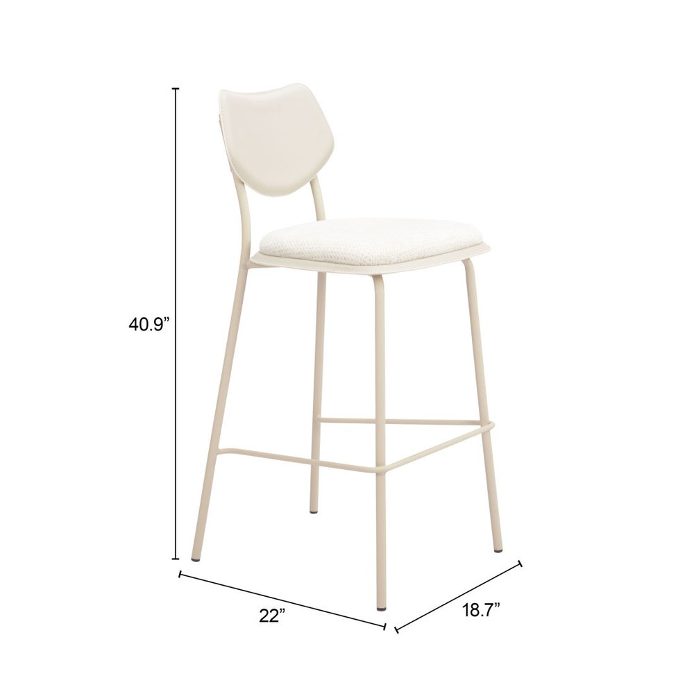 Set of Four 30" Light Gray Fabric Faux Leather and Steel Bar Height Bar Chairs HomeRoots