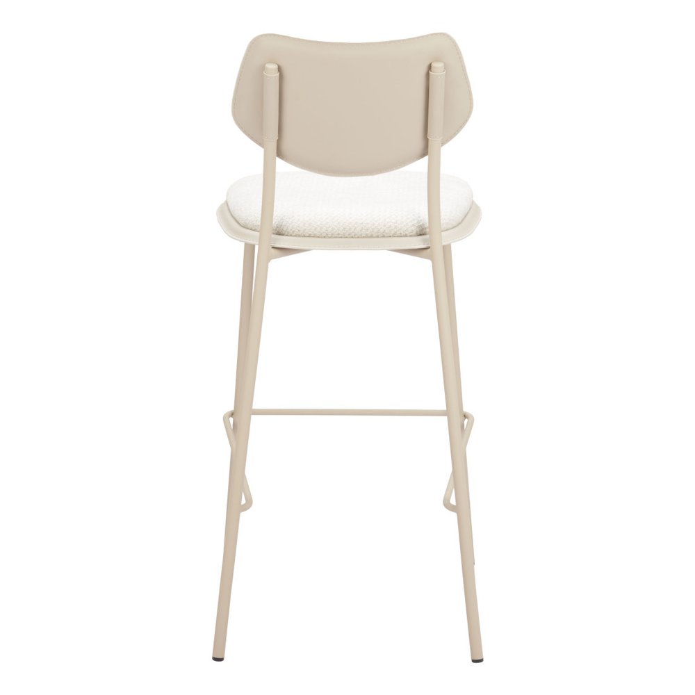 Set of Four 30" Light Gray Fabric And Faux Leather And Steel Bar Height Bar Chairs HomeRoots