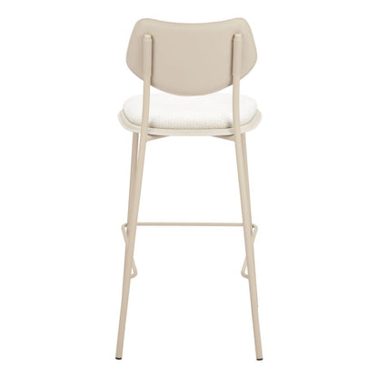 Set of Four 30" Light Gray Fabric And Faux Leather And Steel Bar Height Bar Chairs HomeRoots