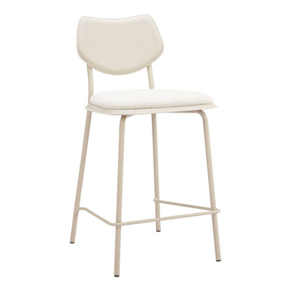 Set of Four 26" Light Gray Fabric And Faux Leather And Steel Counter Height Bar Chairs HomeRoots
