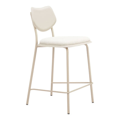Set of Four 26" Light Gray Fabric And Faux Leather And Steel Counter Height Bar Chairs HomeRoots