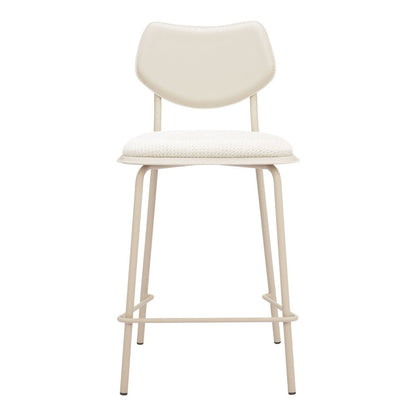 Set of Four 26" Light Gray Fabric And Faux Leather And Steel Counter Height Bar Chairs HomeRoots